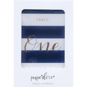 Paper Love Elegant Table Number Cards Navy Blue & Ivory Gold Foil Print Numbered